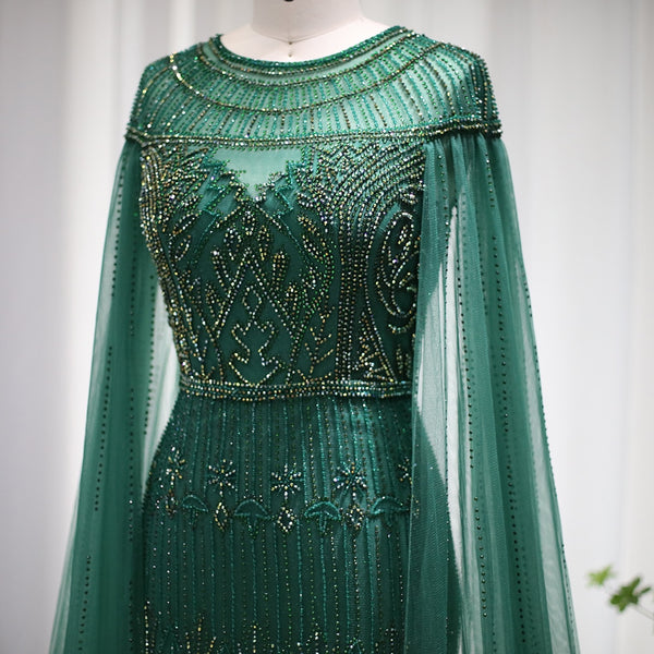 Vestido de Festa Longo com Manga Capa Árabe Luxo - Modelo Especial
