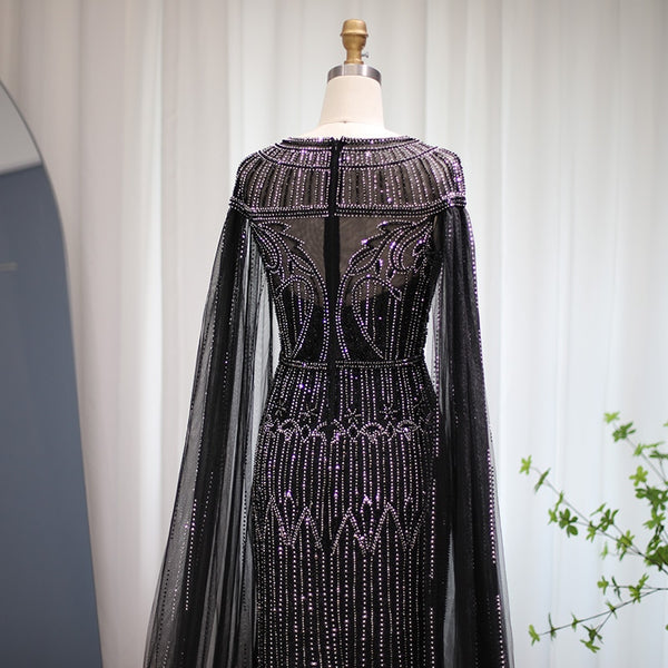 Vestido de Festa Longo com Manga Capa Árabe Luxo - Modelo Especial