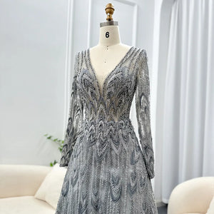 Vestido de Festa com Manga Longa Cristal - Modelo Especial