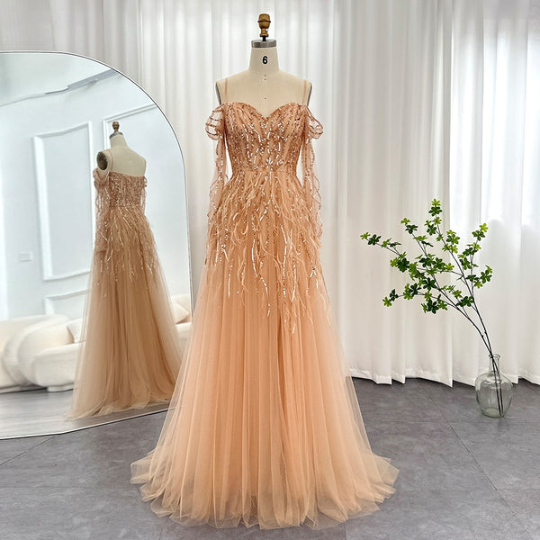 Vestido de Festa Luxo Clássico Detalhado com Plumas - Modelo Especial