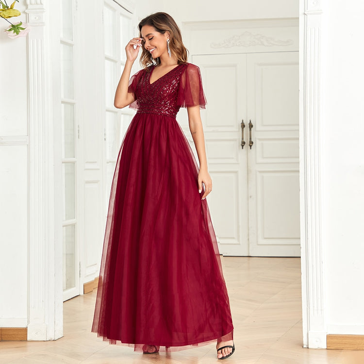 Vestido de Festa Marsala em Renda Clássico