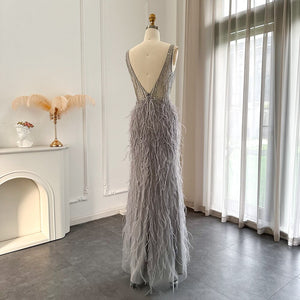 Vestido de Festa em V em Cristais Elegante - Modelo Especial