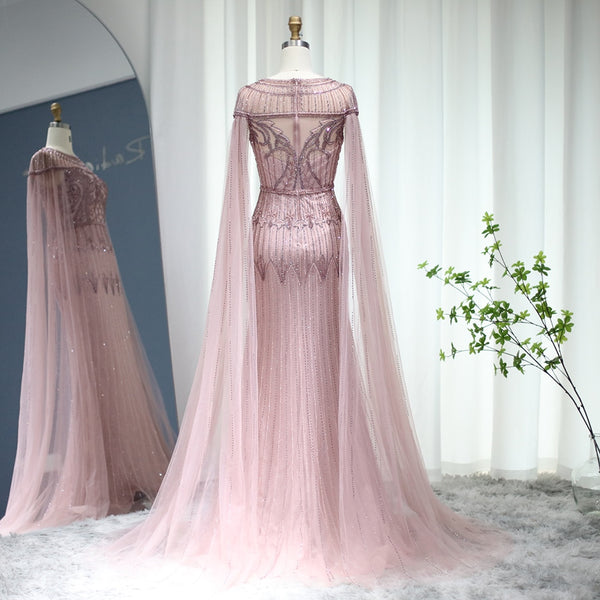 Vestido de Festa Longo com Manga Capa Árabe Luxo - Modelo Especial
