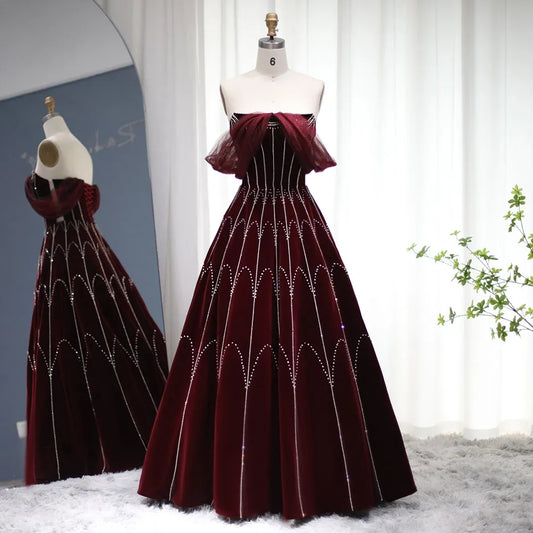 Vestido de Festa Marsala Longo Cristal e Renda - Modelo Especial