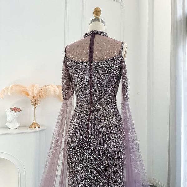 Vestido de Festa Longo com Manga em Renda Cristal - Modelo Especial