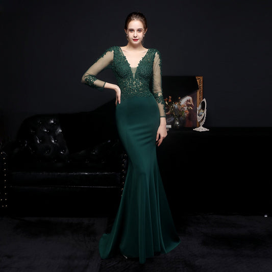 Vestido de Festa com Miçangas Luxo (Pronta Entrega)