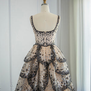 Vestido de Festa Luxo Maxi Flor Decorado em Camadas