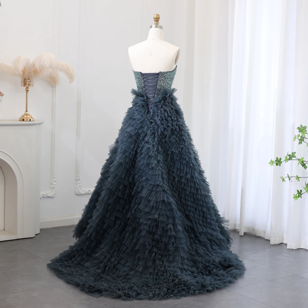Vestido de Festa Longo com Saia Luxo Azul Marinho - Modelo Especial