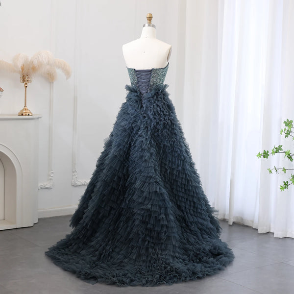 Vestido de Festa Longo com Saia Luxo Azul Marinho - Modelo Especial