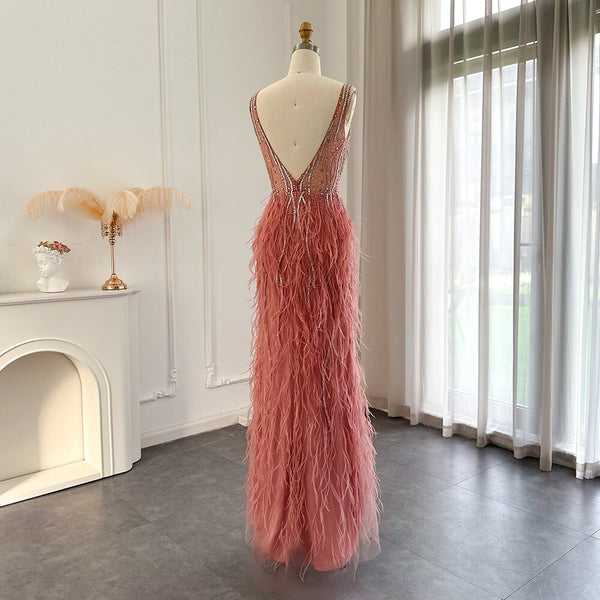 Vestido de Festa em V em Cristais Elegante - Modelo Especial