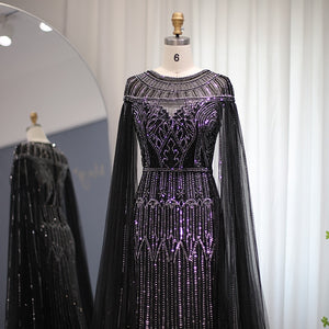 Vestido de Festa Longo com Manga Capa Árabe Luxo - Modelo Especial