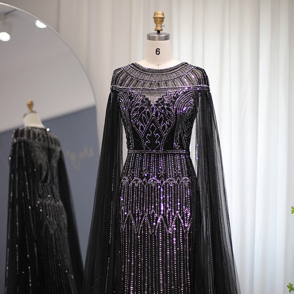 Vestido de Festa Longo com Manga Capa Árabe Luxo - Modelo Especial