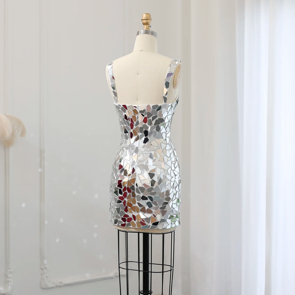 Vestido de Festa Mini Luxo Prateado - Modelo Especial