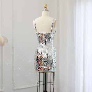 Vestido de Festa Mini Luxo Prateado - Modelo Especial
