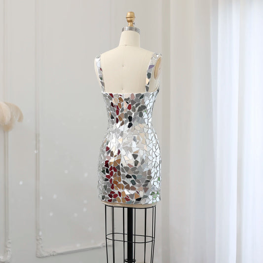Vestido de Festa Mini Luxo Prateado - Modelo Especial