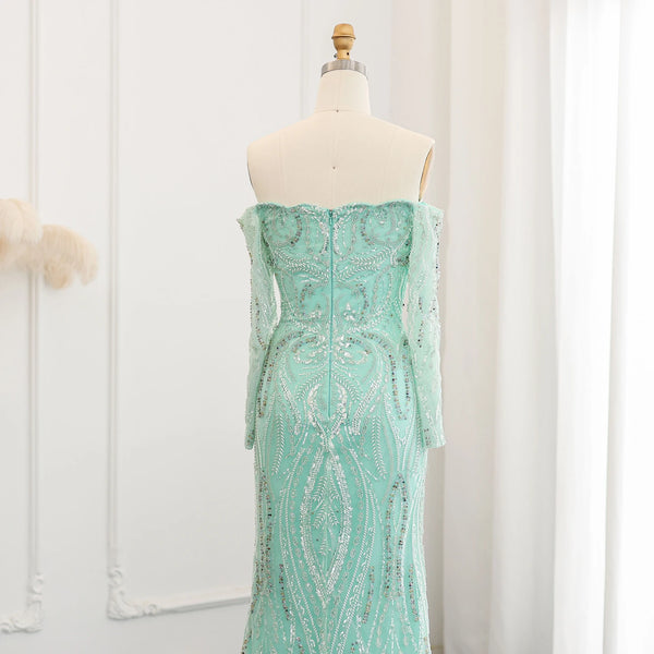 Vestido de Festa Longo Verde Menta com Abertura Lateral - Modelo Especial