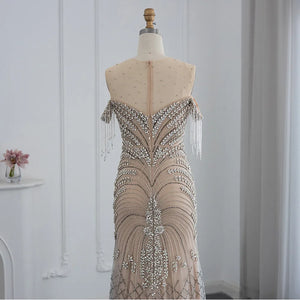 Vestido de Festa Deslumbrante Champanhe - Modelo Especial