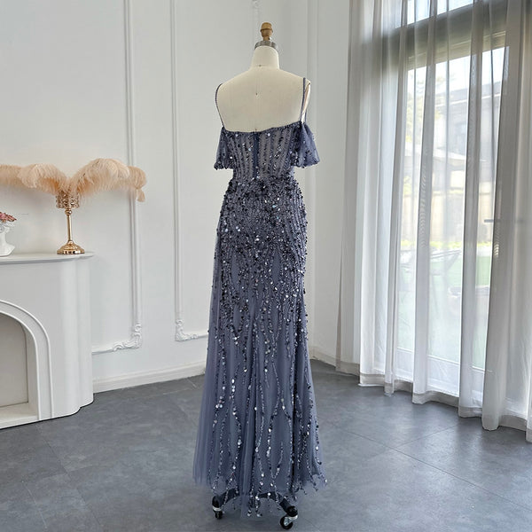 Vestido de Festa Longo Vernazza Cristais com Abertura Lateral - Modelo Especial