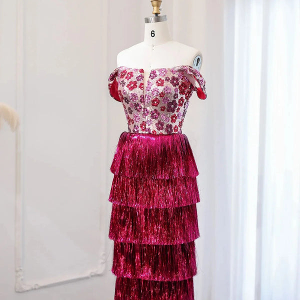Vestido de Festa Longo Marsala em Camadas Luxo - Modelo Especial
