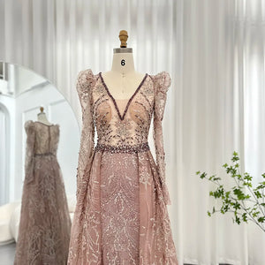 Vestido de Festa Longo ao Estilo Oriental Rosa Empoeirado - Modelo Especial