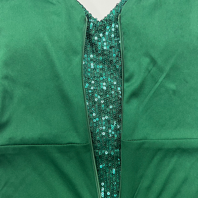 Vestido de Festa Longo Sereia com Detalhes Paetês Verde