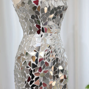 Vestido de Festa Mini Luxo Prateado - Modelo Especial
