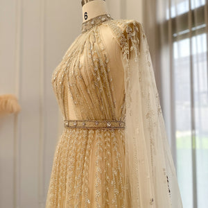 Vestido de Festa Maxi Luxo em Tecido Fluído Cravejado em Cristais - Modelo Especial