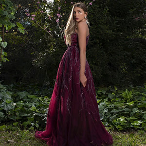 Vestido de Festa Longo Especial Manga Brilhante Roxo - Modelo Especial