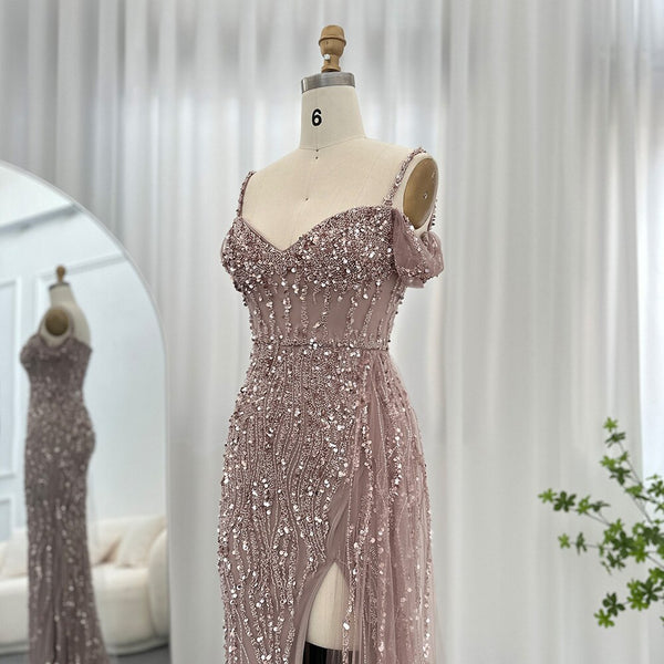 Vestido de Festa com Abertura Lateral Brilho - Modelo Especial