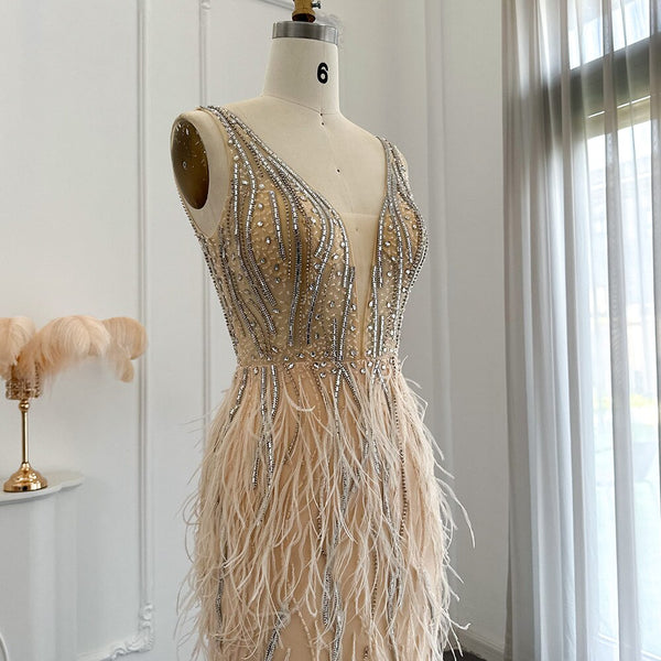Vestido de Festa em V em Cristais Elegante - Modelo Especial