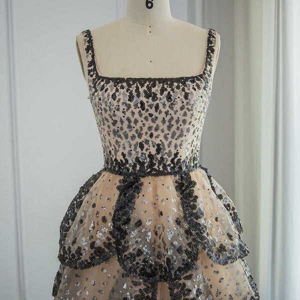 Vestido de Festa Luxo Maxi Flor Decorado em Camadas