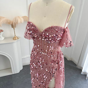 Vestido de Festa Longo Vernazza Cristais com Abertura Lateral - Modelo Especial