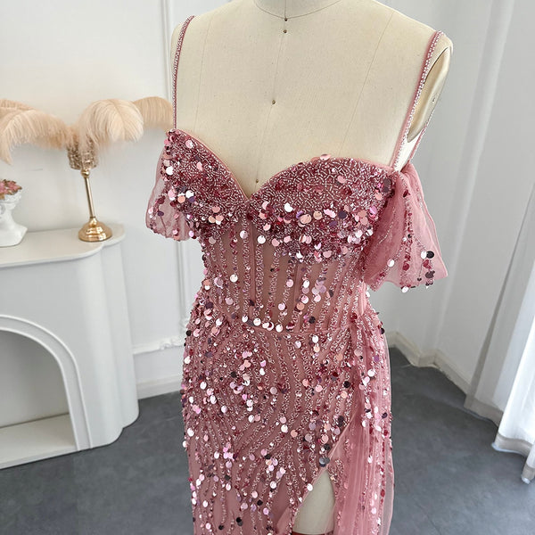 Vestido de Festa Longo Vernazza Cristais com Abertura Lateral - Modelo Especial