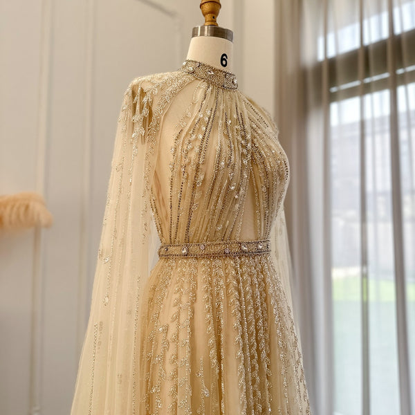 Vestido de Festa Maxi Luxo em Tecido Fluído Cravejado em Cristais - Modelo Especial