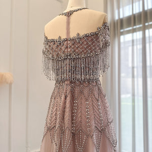 Vestido de Festa Longo com Cristais Leves e Saia Rendada Rosé - Modelo Especial