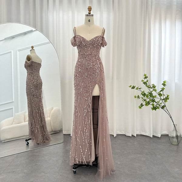 Vestido de Festa com Abertura Lateral Brilho - Modelo Especial