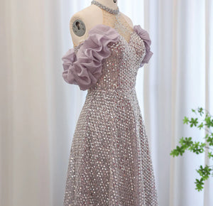 Vestido de Festa Longo Detalhado com Flores - Modelo Especial