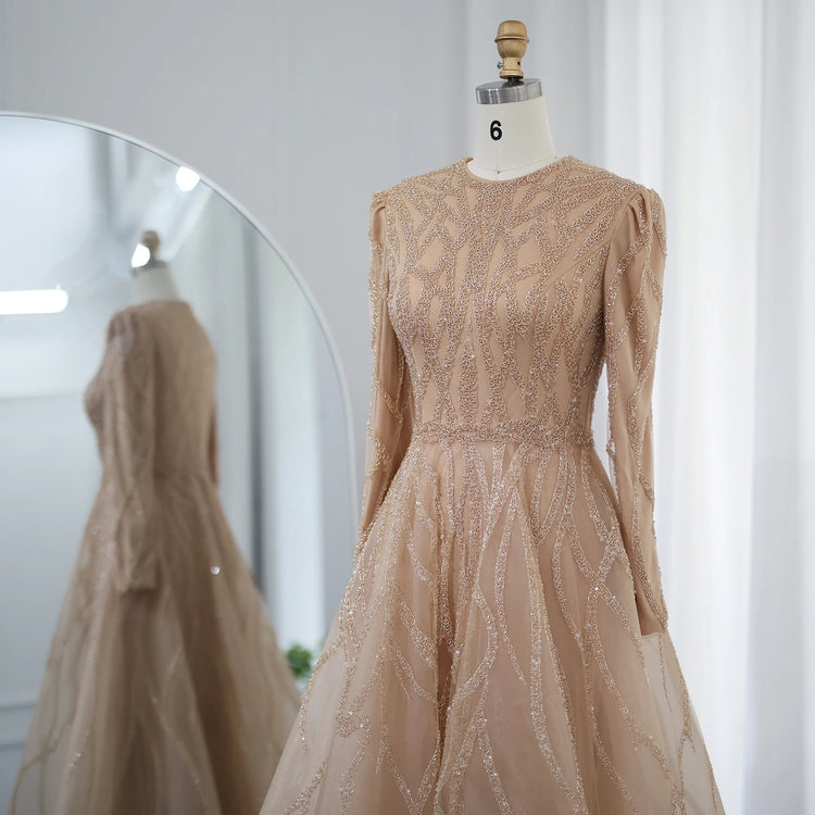 Vestido de Festa Midi com Manga Longa - Modelo Especial