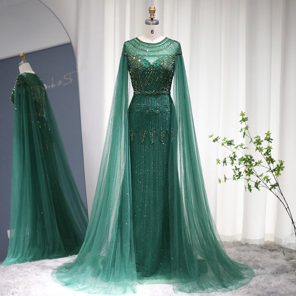 Vestido de Festa Longo com Manga Capa Árabe Luxo - Modelo Especial