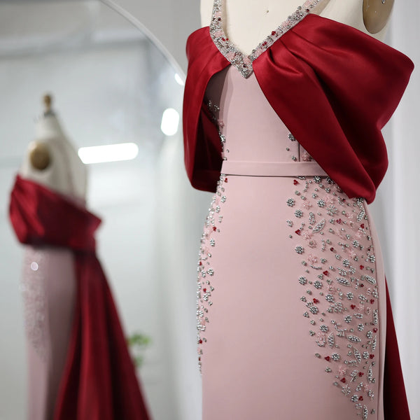Vestido de Festa Longo com Manta Marsala Império - Modelo Especial