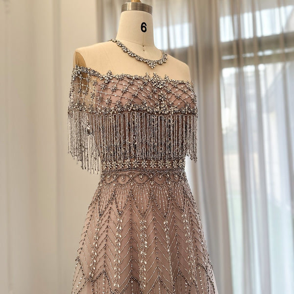 Vestido de Festa Longo com Cristais Leves e Saia Rendada Rosé - Modelo Especial