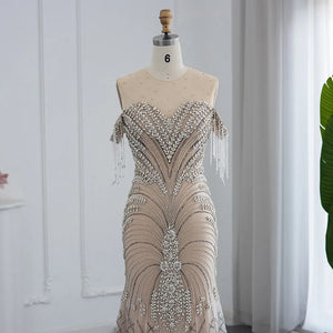 Vestido de Festa Deslumbrante Champanhe - Modelo Especial