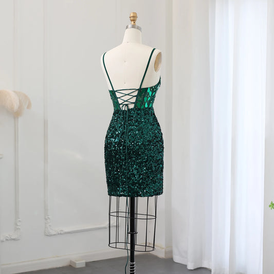 Vestido de Festa Midi com Brilho Verde e Alça - Modelo Especial