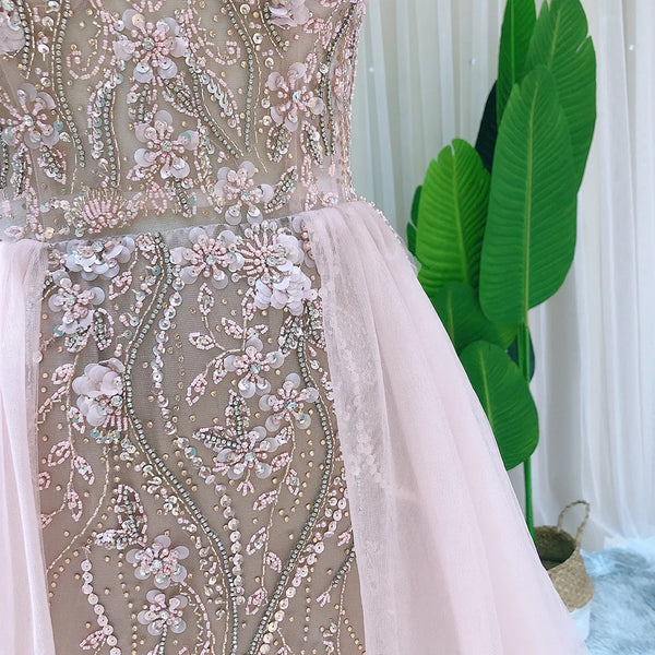 Vestido de Festa Rosa Empoeirado Luxo - Modelo Especial