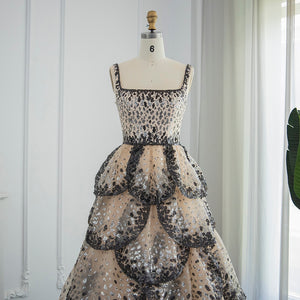 Vestido de Festa Luxo Maxi Flor Decorado em Camadas