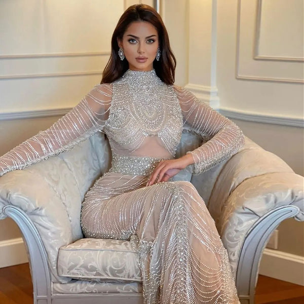 Vestido de Festa Longo Elegância Cristalina - Modelo Especial