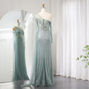 Vestido de Festa Longo com Capa em Renda e Cristais - Modelo Especial