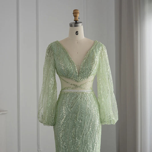 Vestido de Festa Longo Sereia com Detalhes e Faixa - Modelo Especial