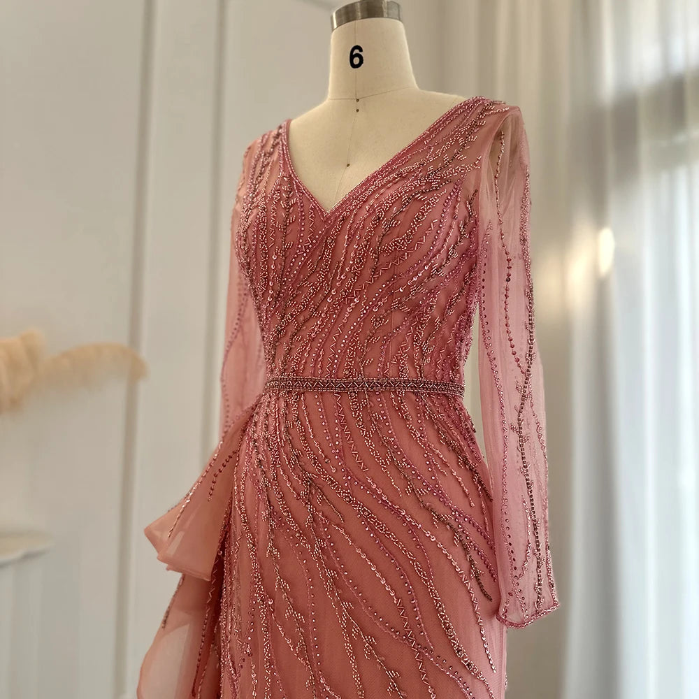 Vestido de Festa Longo com Manga em Renda - Modelo Especial