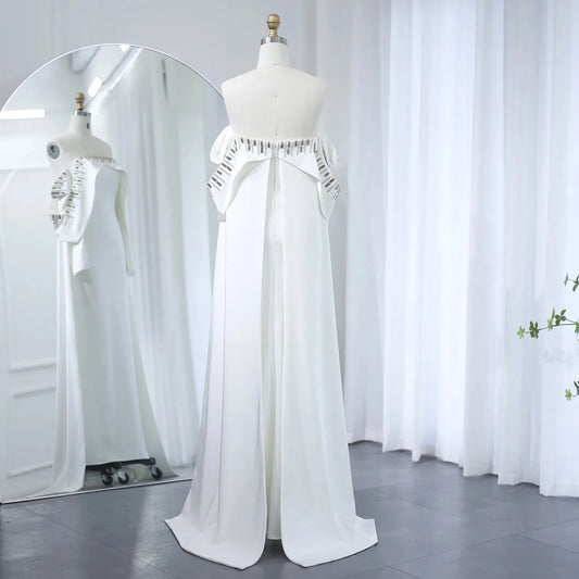 Vestido de Festa Longo Branco Elegante com Manta - Modelo Especial
